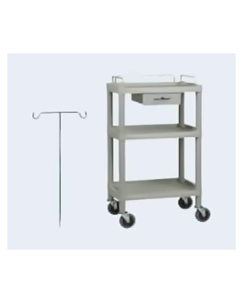 Chariot ECG en ABS, 3 étages avec tiroir